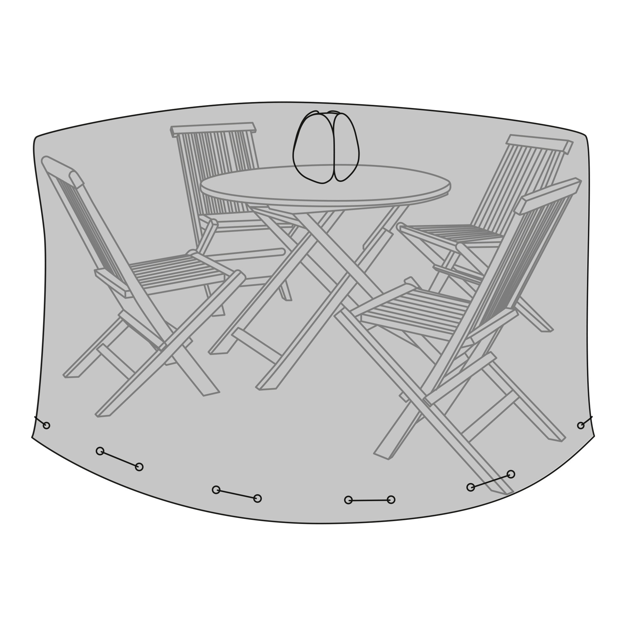 Luxe Hoes voor Ronde Tuintafel Ø180 cm met 4 Stoelen